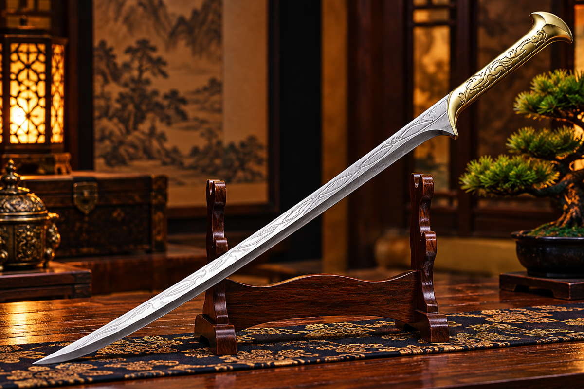 37.5-inch silver elven fantasy foam sword with an elegant medieval saber design, curved blade, and decorative fantasy styling for cosplay costumes, themed events, and collector displays.