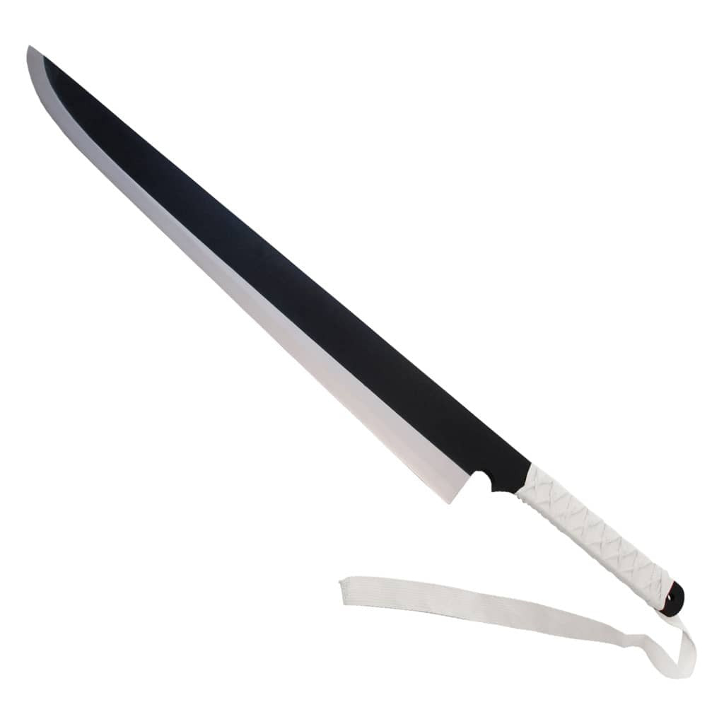 Tensa Zangetsu Bankai sword replica from Bleach featuring Ichigo Kurosaki's iconic black blade and wrapped handle.