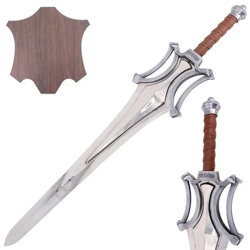 Masters of the Universe He-Man Power Sword replica featuring a detailed fantasy blade with a free leather sheath.