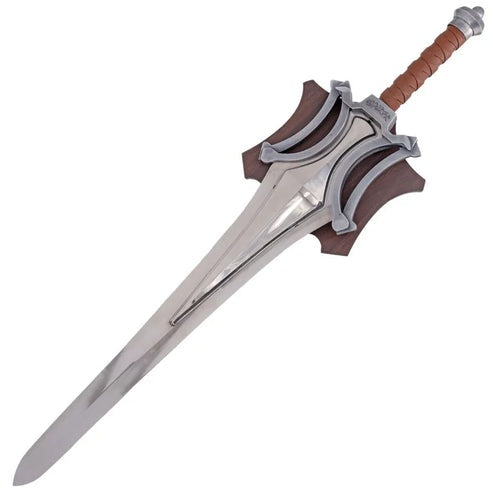 Masters of the Universe He-Man Power Sword replica featuring a detailed fantasy blade with a free leather sheath.