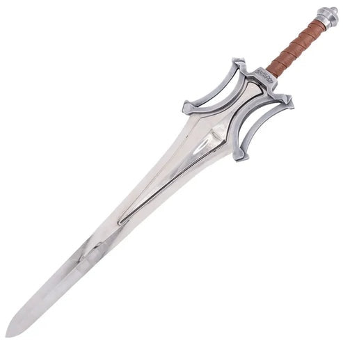 Masters of the Universe He-Man Power Sword replica featuring a detailed fantasy blade with a free leather sheath.