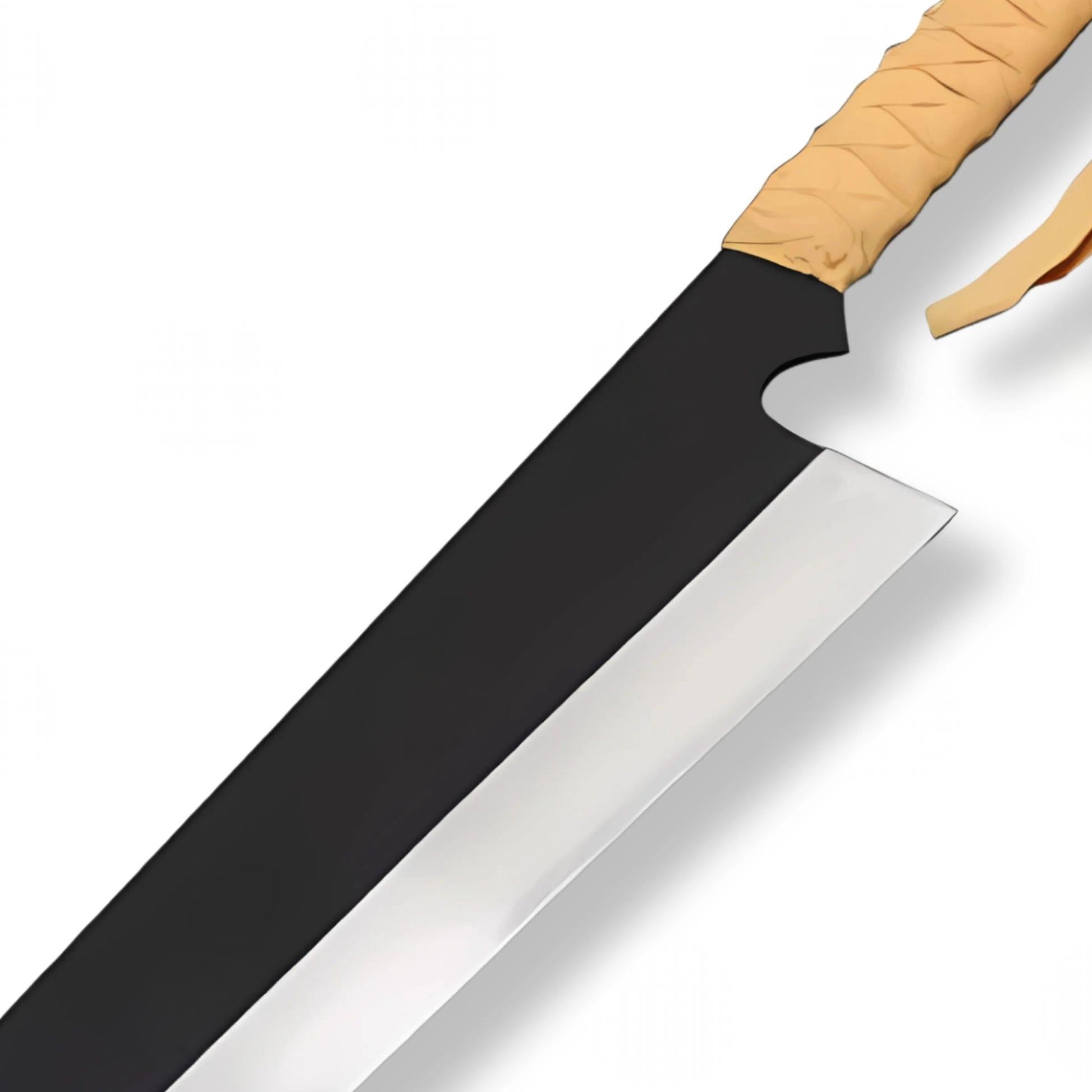 Ichigo Kurosaki Zangetsu sword from Bleach featuring an oversized black anime-style blade and wrapped handle.