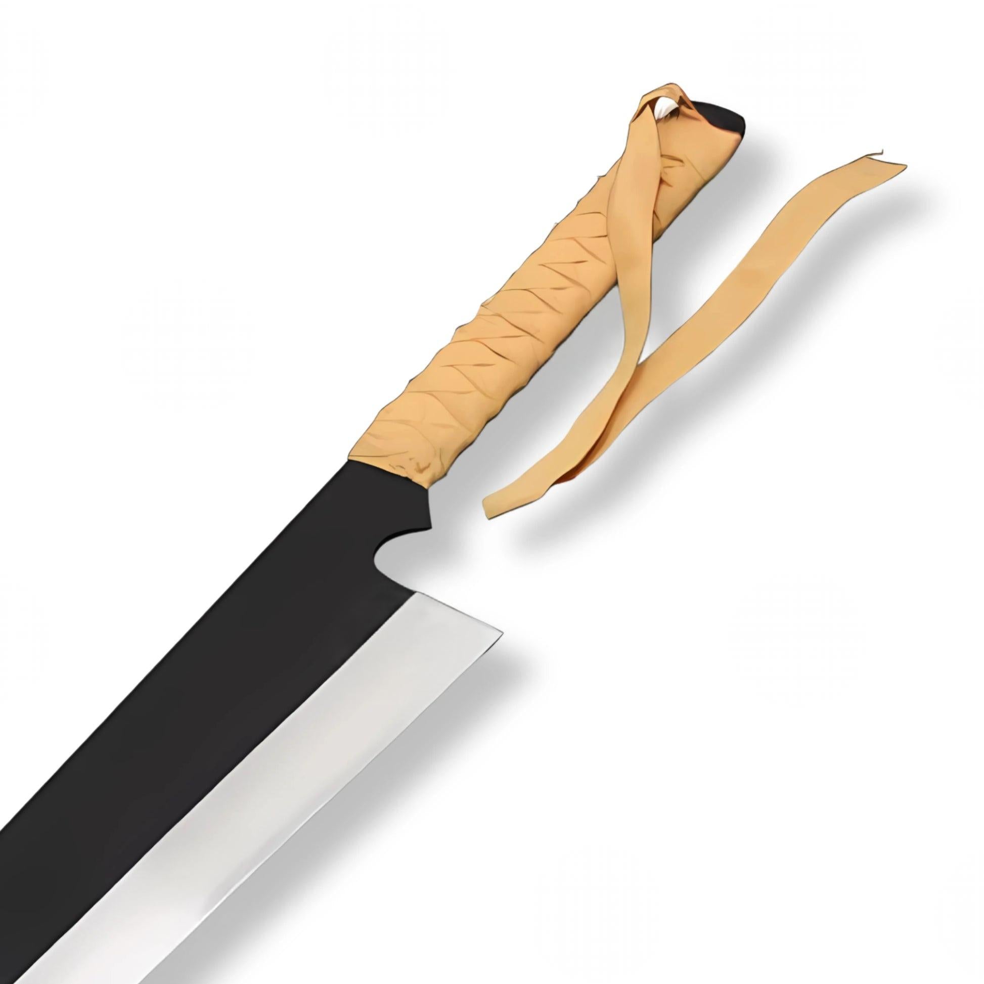 Ichigo Kurosaki Zangetsu sword from Bleach featuring an oversized black anime-style blade and wrapped handle.