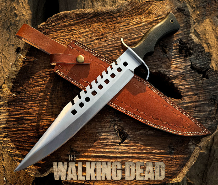 Walking Dead Negan Bowie Handmade Full Tang Replica Knife with Free Leather Sheath