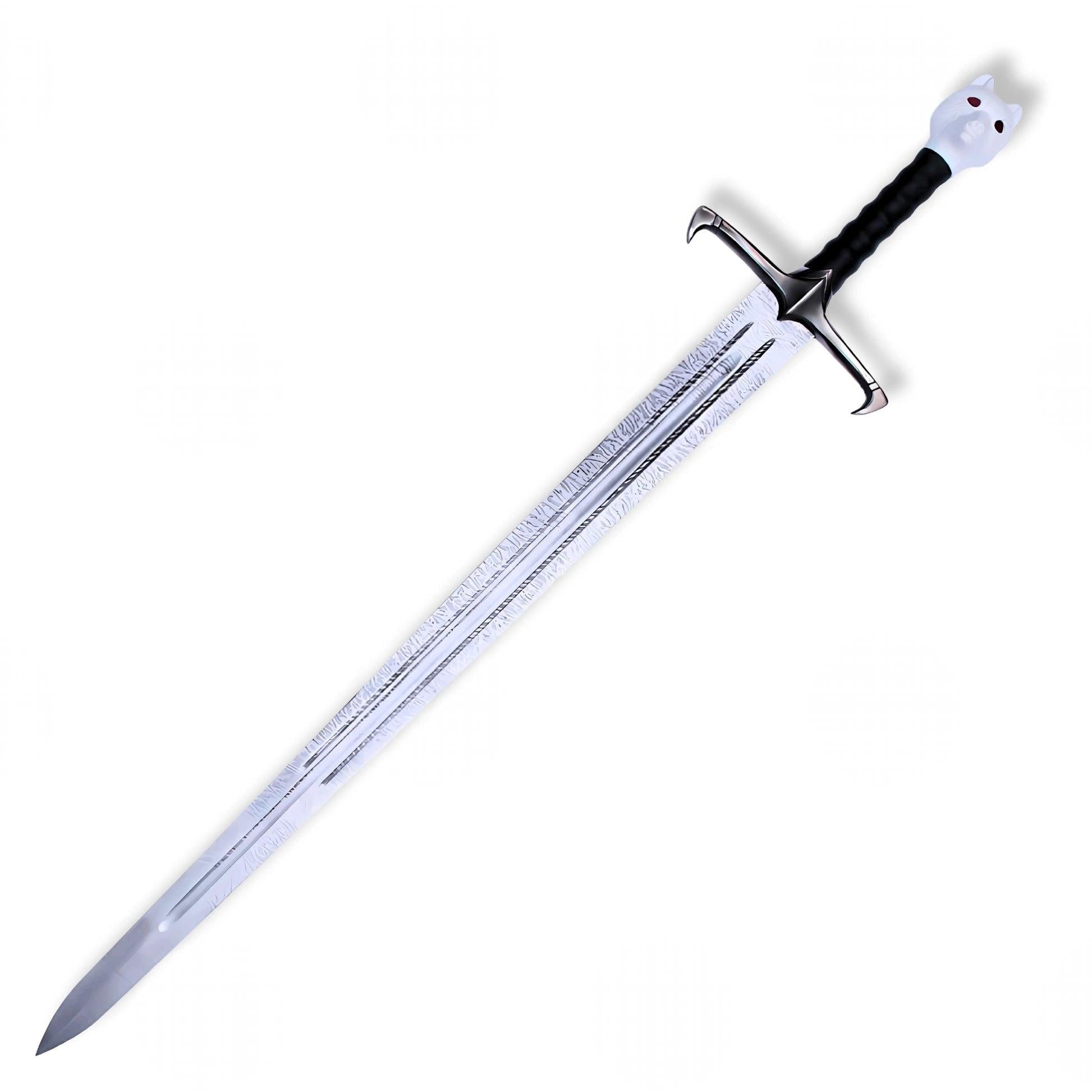 Longclaw Valyrian Steel sword replica from Game of Thrones featuring Jon Snow's iconic blade with a detailed wolf pommel.