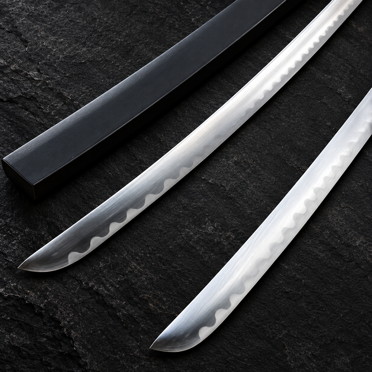 Deadpool Samurai Twin Katana Sword Set with Red Tsuba, Matching Dual Sword Replicas, and Back Strap for Collectors