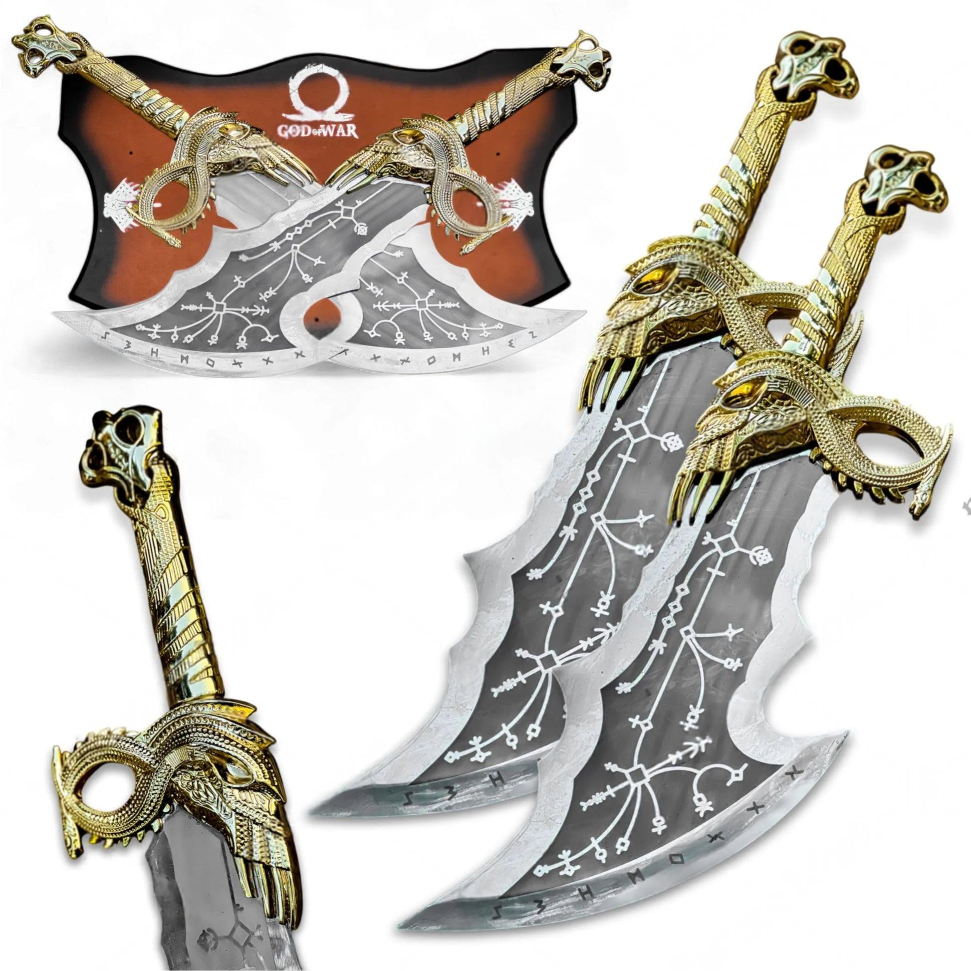 Blades of Chaos Gold Finished – God of War Replica with Display Stand