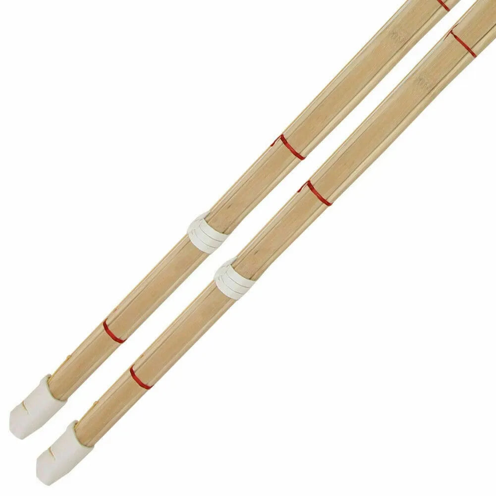 Pair of Kendo Shinai Bamboo Katana Practice Training Swords with Guard and Ring