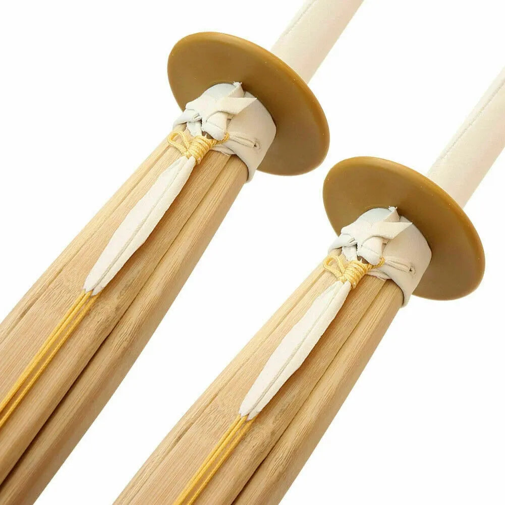 Pair of Kendo Shinai Bamboo Katana Practice Training Swords with Guard and Ring