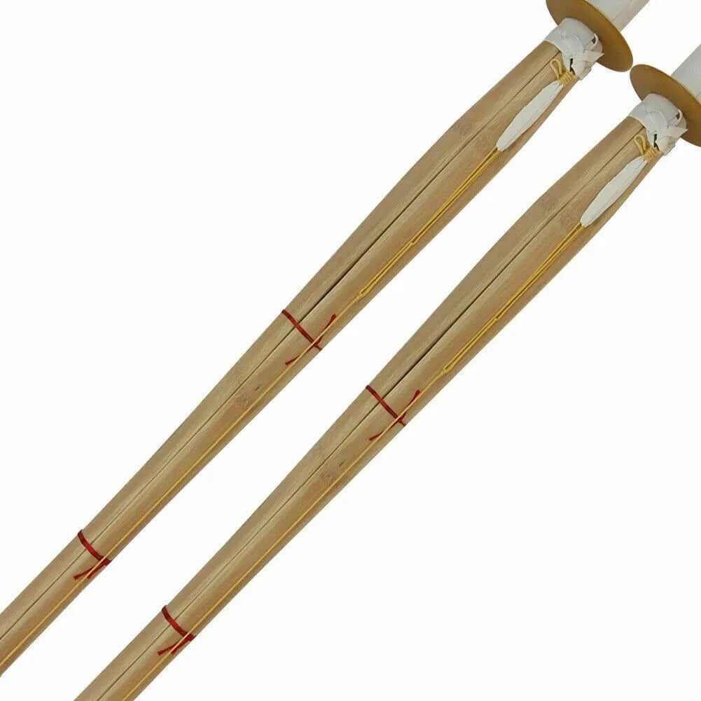 Pair of Kendo Shinai Bamboo Katana Practice Training Swords with Guard and Ring