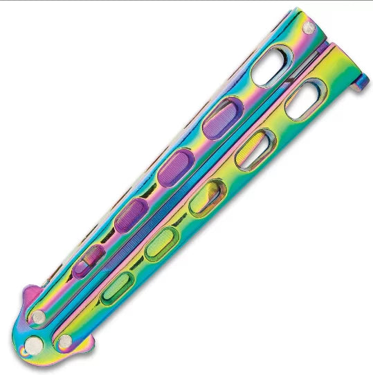 Slotted Butterfly Knife with Skeletonized Handle & Latch Lock