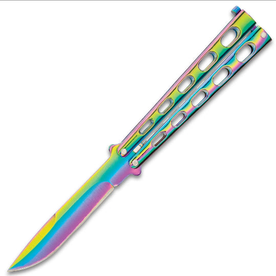 Slotted Butterfly Knife with Skeletonized Handle & Latch Lock