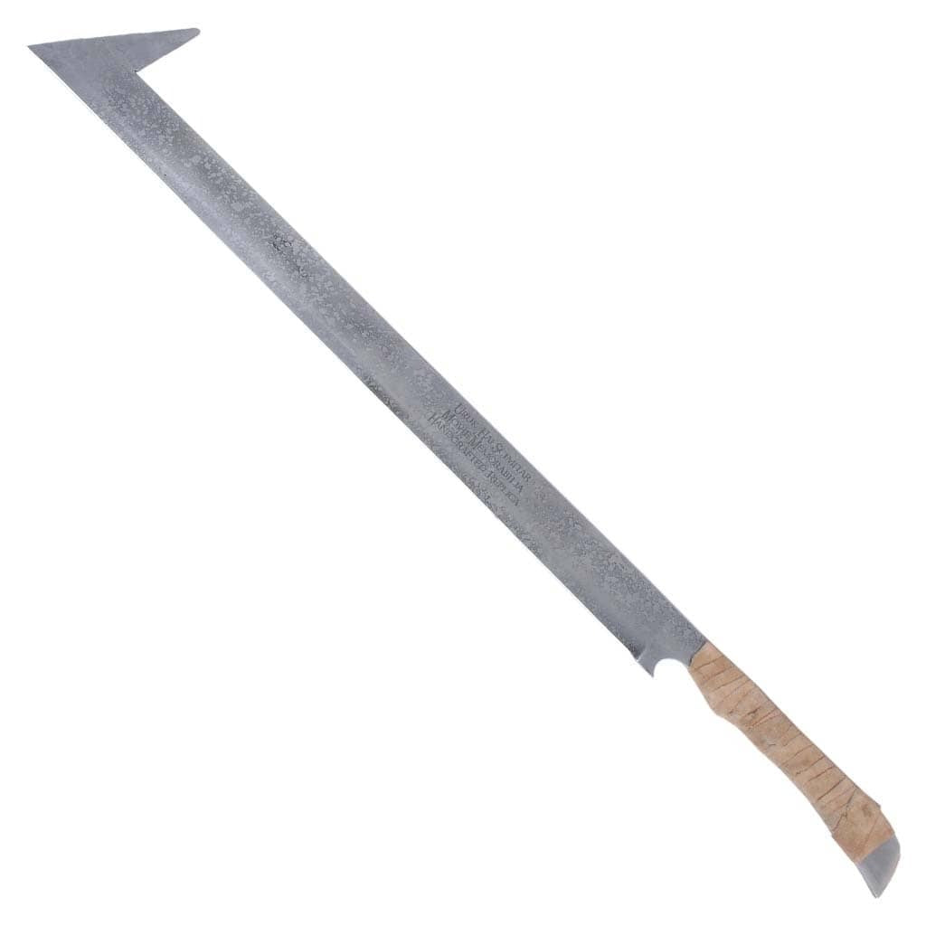 Long sword with a wooden handle on a white background