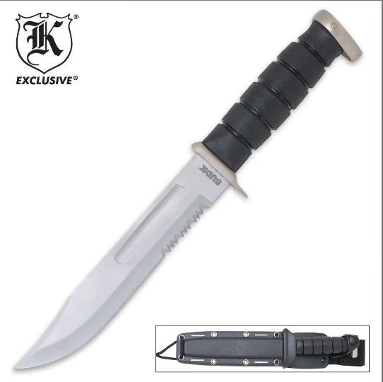 Vietnam War Serrated Bowie Knife with Military Molded Sheath