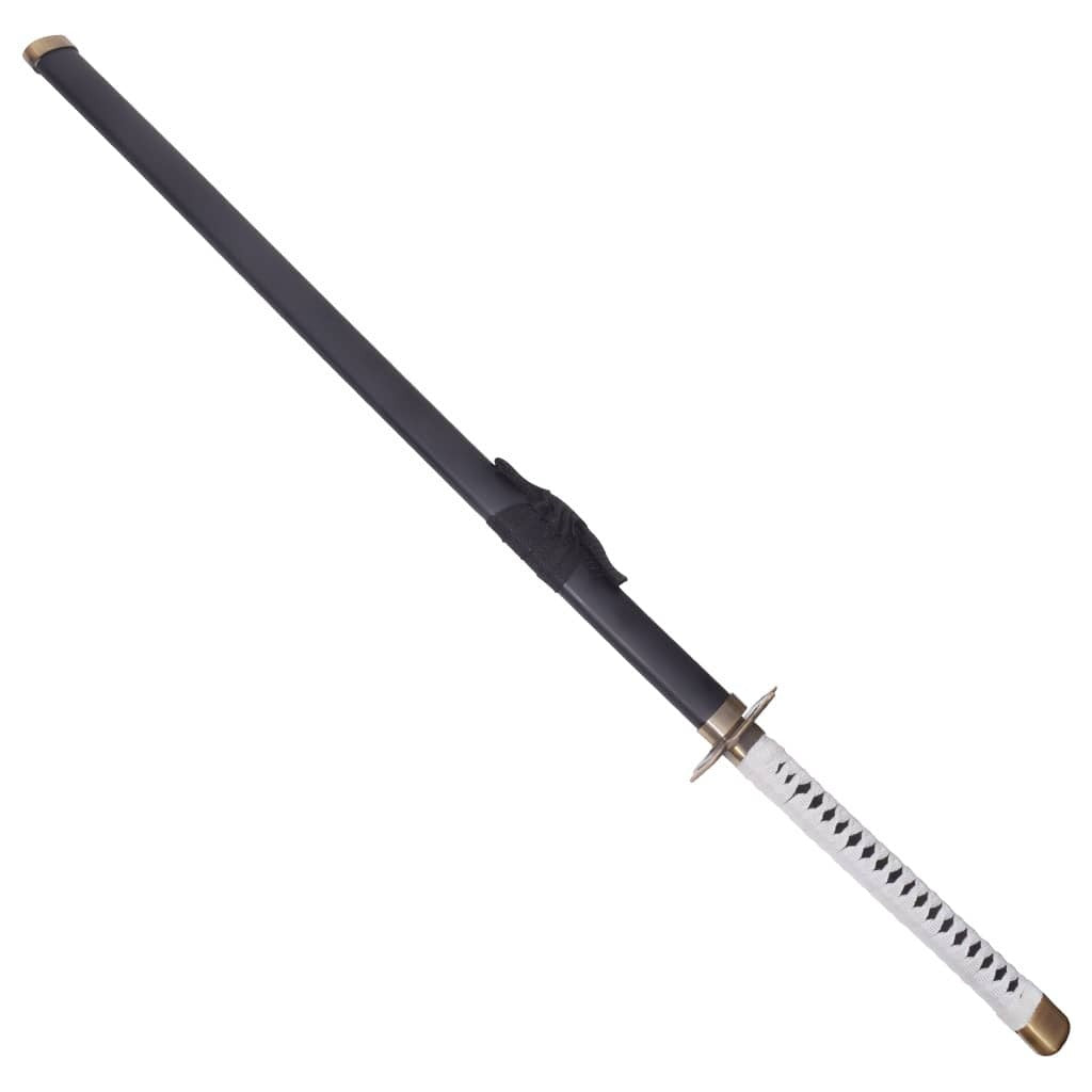 Roronoa Zoro's Yubashiri sword replica from One Piece featuring a traditional katana blade with an elegant black scabbard.