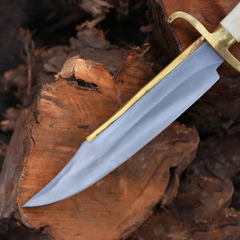 Barney Ross Signature Bowie Knife Replica with D2 Steel Blade and Leather Sheath