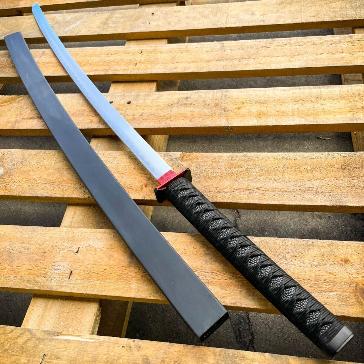Deadpool Twin Katana Sword Carbon Steel Samurai Swords with Red Tsuba