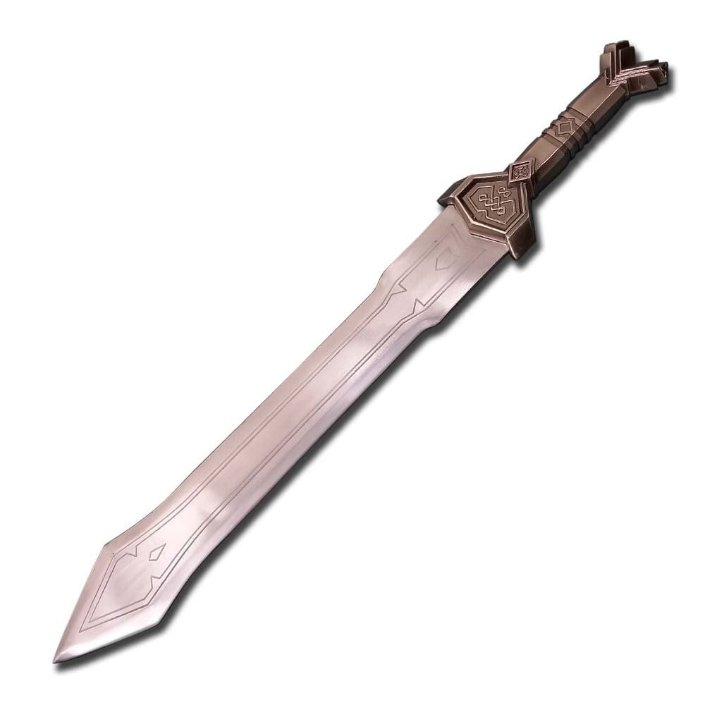 Thorin sword replica from The Hobbit featuring a detailed Dwarven-style blade with a free decorative wall plaque.